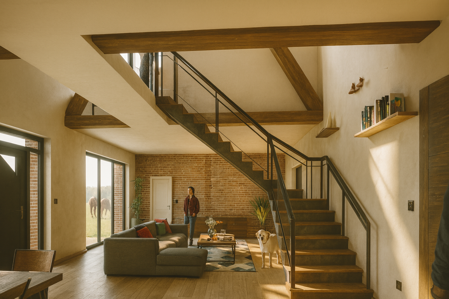 Vue cuisine 2 : poutres valorisées