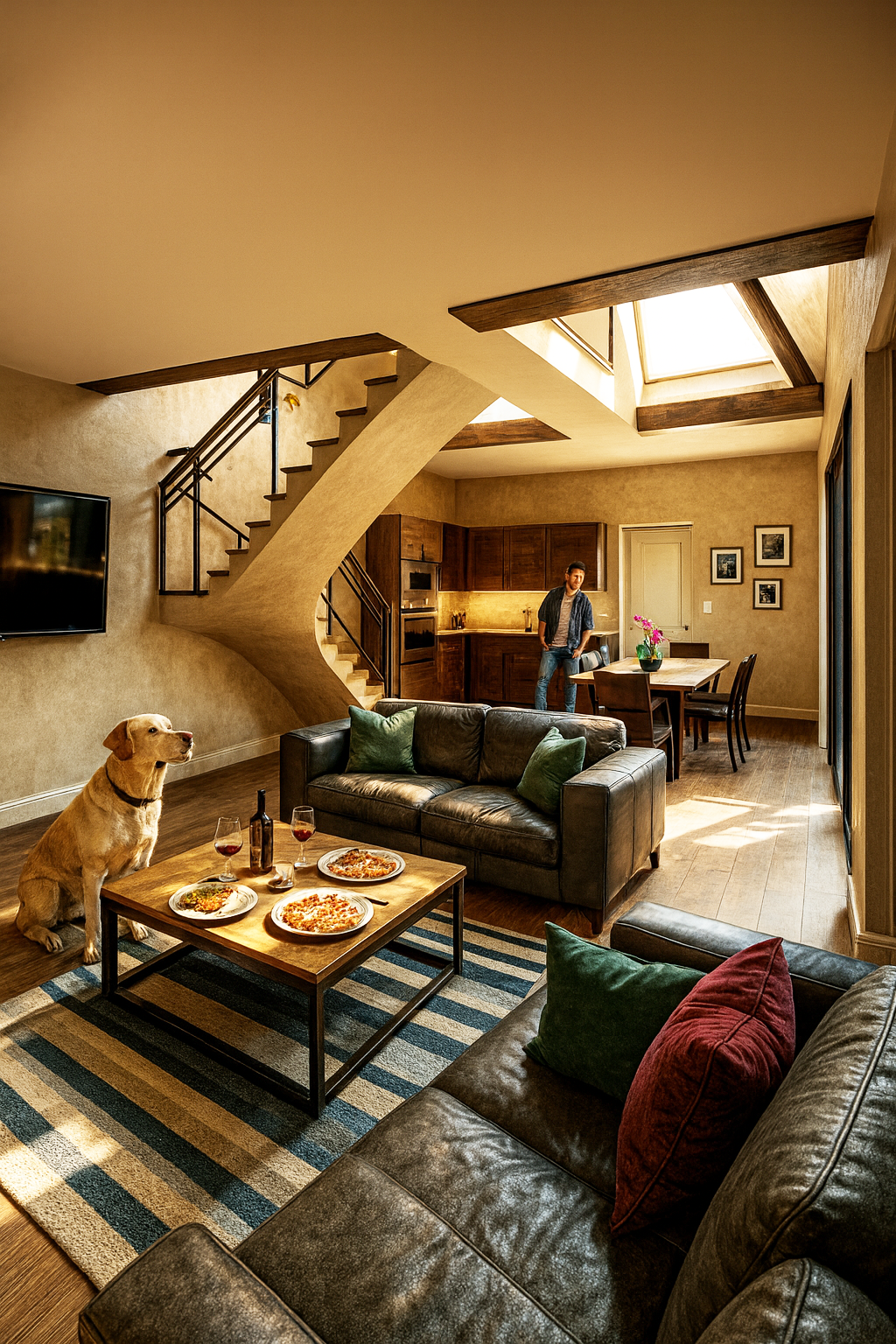 Vue salon 3 : poutres valorisées